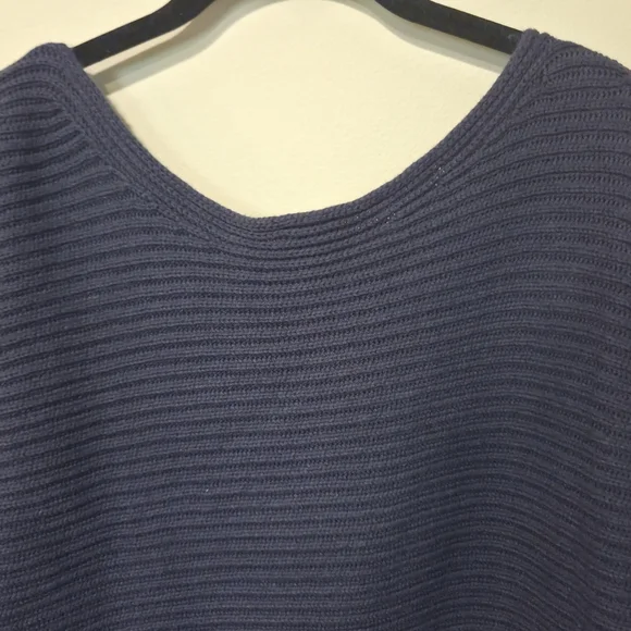 CAbi Utopia Dark Blue Deep Ribbed Asymmetrical Sweater Size Medium - Picture 6 of 6